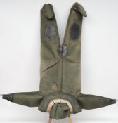 A Russian 12-bolt diving suit in green:, with white rubber collar and green rubber cuffs,