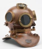 A 3-bolt rebreather diving helmet by Siebe Gorman & Co Ltd, London:,