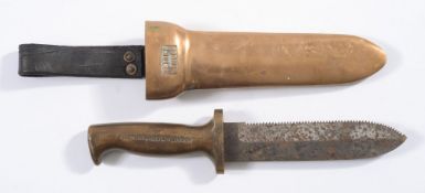 A brass and steel diver's knife by C E Heinke & Co, London,