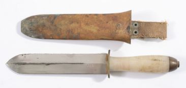 A Swedish diver's knife:, the double edge blade serrated to one side,