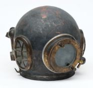 An Admiralty pattern diving bonnet by Siebe Gorman:, numbered '15704', the side windows with guards,