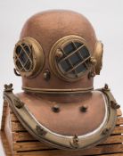 A 12-bolt non-recessed diving helmet by A Schrader, New York:,