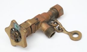 A US Navy control or 'Hoke' valve:, with cog wheel and right angle connections,