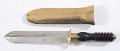 A diver's knife by Siebe Heinke, England:, 8 inch double edged blade signed as per title,