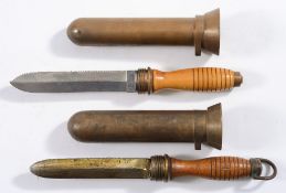 An American diver's knife by Vince and a 'Ka-Bar' diver's knife by the Union Cutlery Company, Olean,