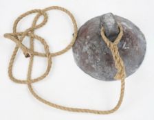 An 8 inch 14lb conical ground weight:, with short guide line,