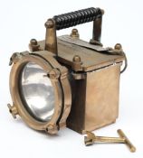 A cast brass diver's lamp by Siebe Gorman & Co Ltd, London:,