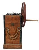 A twin cylinder single acting diver's pump by Ford:, the crankshaft signed as per title, iron frame,