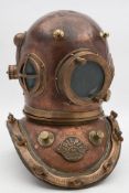 A 12-bolt diving helmet by Galaezzi, Italy:, circular windows with guards to the sides, ,