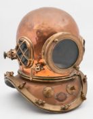 A Japanese 12-bolt diving helmet by TOA:, oval side windows with guards,