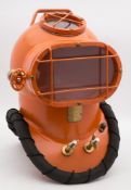 A modern steel shallow water diving helmet by Subaqueous Engineering:, number 'B-05-02',