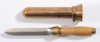 An American diver's knife by A Schrader's Son Inc:, the double edged blade with saw back,