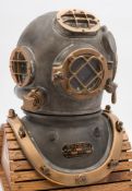 A 12-bolt Mark V MOD-1 United States Navy diving helmet by Desco:, number '203',
