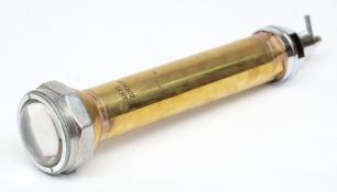 A brass diver's torch by Siebe Gorman & Co Ltd, London:, convex lens with threaded bezel,