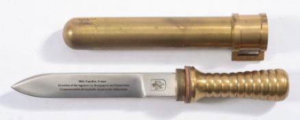 A French brass and steel commemorative diver's knife by Nautiek:,