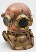 A 12-bolt square brass corselet 'Pearler' diving helmet by Siebe Gorman & Co, London:,