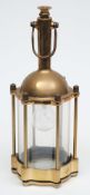 A Swedish hand lantern:, the suspension loop over plain handle and domed cover with six bar frame,