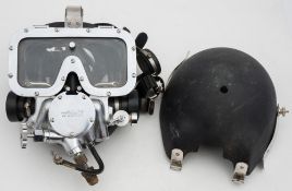 A Widolf chromed brass full face dive mask by Divematics ,Fullerton California:,