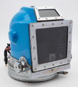 A Swindell fibreglass diving helmet with neck dam:, stamped 'OTS1' for 'Ocean Technical Services',