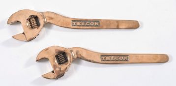Two non magnetic adjustable spanners by Telcon:, both stamped '170-67',