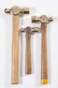 An Admiralty issue non magnetic ball peen hammer and two other non magnetic hammers by Lily Brand:,