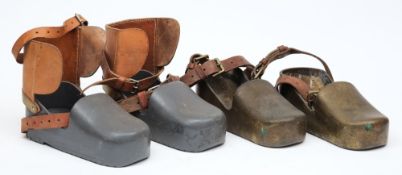 A pair of German diving boots by Drager together with a pair of brass lightweight diving boots by