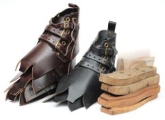 Three pairs of unused leather diving boot uppers by Siebe Gorman & Co,