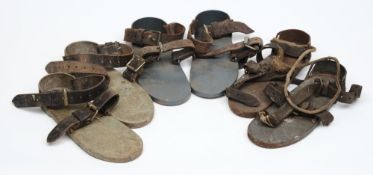 Three pairs of German iron sandals by Drager:,