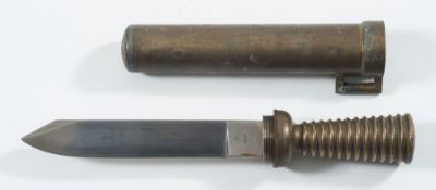 A German brass and steel diver's knife by J A Henckels, Solingen:,