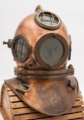 An East German 3-bolt diving helmet by Medi:, circa 1940s/50s, brass riveted handle to top,