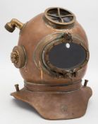 A copper and brass one -piece mine recovery diving helmet:, number '0367',