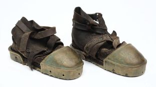 A pair of lightweight brass soled shallow water diving boots by Siebe Gorman:,
