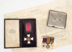 A George V DSO and miniature trio awarded to Lieutenant Cyril Walter Holcroft:,