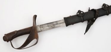 A 19th century cavalry sword:, the curved fullered blade stamped 'A&EH' to ricasso,