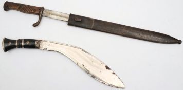 A 1917 pattern Mauser bayonet by E & F Horster & Co, Soligen, together with a kukri: (2).