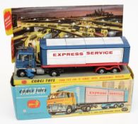 A Corgi Major 'Ford tilt cab 'H' series with detachable trailer ' in Express Service livery:, blue,