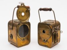 A pair of South American brass signal lanterns formerly of the Antofagasta & Bolivia Railroad:,
