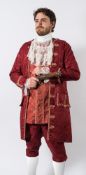A handmade theatrical George III men's three piece costume:,