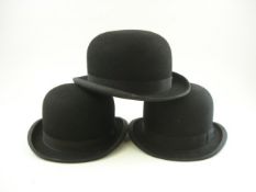 A black felt Bowler hat by Locke & Co.