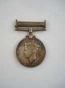 A Naval General Service medal with Palestine 1936-39 clasp, 'MX 45845 W A Finch SYPO RN':.