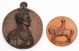 Duke of Wellington - a large carved wood plaque:, bust left, fine detail, 20.
