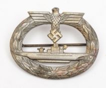 A WWII German Kriesgmarine U-Boat War badge by Fedrich Orth:,