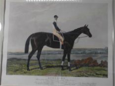 AFTER EDWIN HUNT - Studies of four racing horses with jockey up,: hand-coloured aquatints, c.