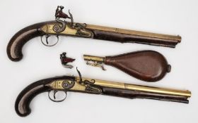 Knubley, London, a pair of late 18th century flintlock pistols: with 29.5cm.