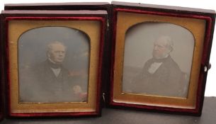 Two hand coloured daguerreotypes of a seated gentleman by Mayall of London:,
