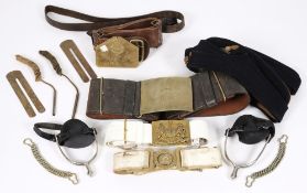 Assorted military kit: including forage caps, spurs and belts, etc.