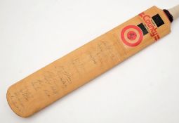 A signed Hunts County cricket bat - West Indies in England 1991:, lacking grip.