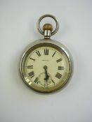An LMS pocket watch by Record:, white enamel dial and Roman numerals, subsidiary seconds dial,