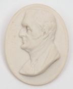 Duke of Wellington - an unusual Parian Ware oval medallic portrait:, perhaps by Copeland,