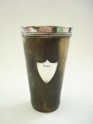 A Victorian silver mounted horn hunting cup, maker Henry Bourne, Birmingham 1889:,